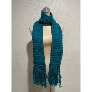 Handmade Teal Blue Knitted Scarf